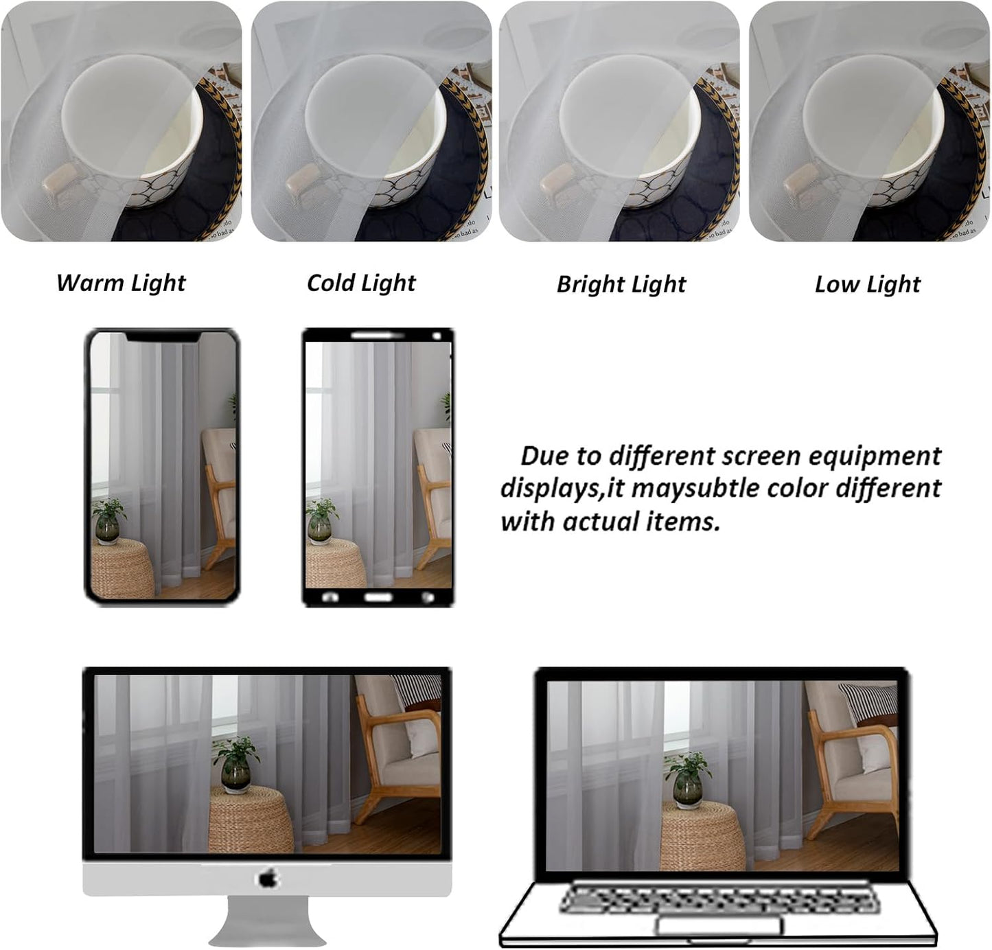 Chyhomenyc Sheer Valances for Windows 2 Pack, Small Window Curtains for Living Room Bathroom Cafe Laundry Basement, Modern Top Dual Rod Pocket Voile Curtain, 42W x 18L inches, Light Grey