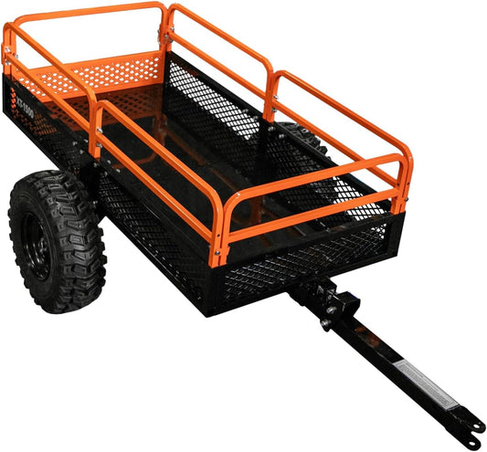 Impact IMPLEMENTS® 1500lb Utility Cart Cargo Trailer with Solid Steel Floor for Lawn/Garden Tractors, ATV's, UTV's and More. Original Design with USA Trademark. Pivoting Feature for Precise Unload.
