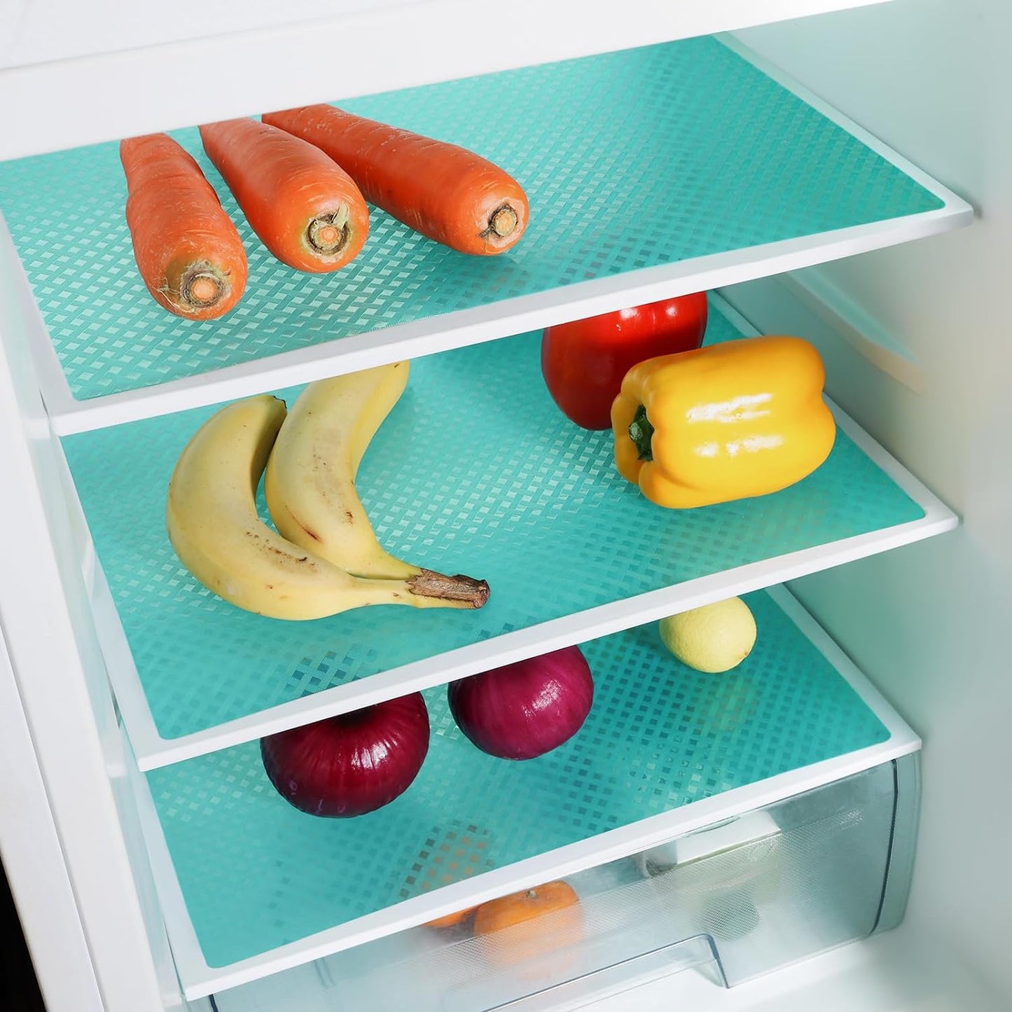 Fridge Liner Shelf Liners for Kitchen Cabinet Refrigerator Liners Waterproof & Oil-Proof Kitchen Cupboard Liner Non Adhesive Drawer Mats EVA Material for Shelves 11.8 x 59 Inches