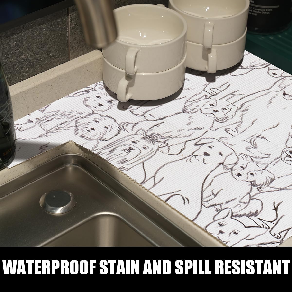 Dog Shelf Liner Non-Adhesive and Strong Non-Slip, Animal Cabinet Drawer Liners for Kitchen Cabinets, Waterproof Cupboard Liners,Easy to Clean,12IN x 10FT