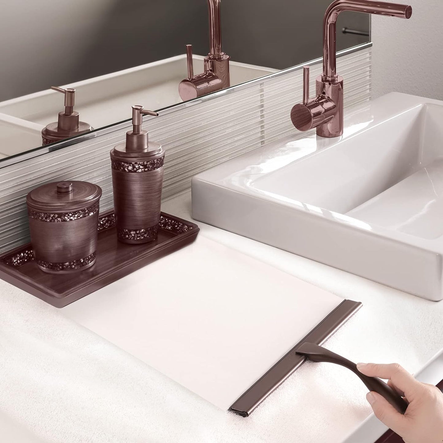 Hiware All-Purpose Shower Squeegee for Shower Doors, Bathroom, Window and Car Glass - Bronze, Stainless Steel, 10 Inches