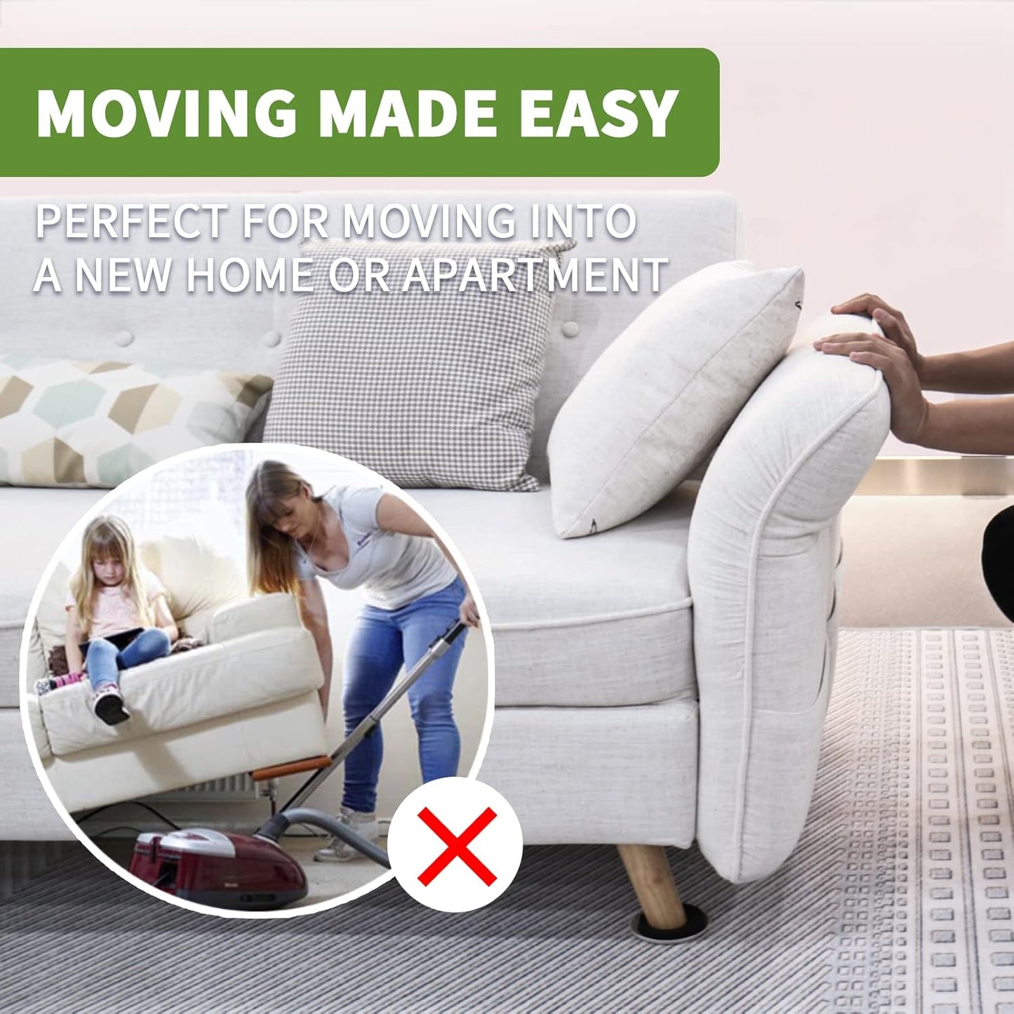 Furniture Sliders for Carpet 8 PCS - 4 3/4 inch Furniture Moving Slider Chair Legs Floors Protectors– Move Your Furniture Easy & Safely(for Carpet)