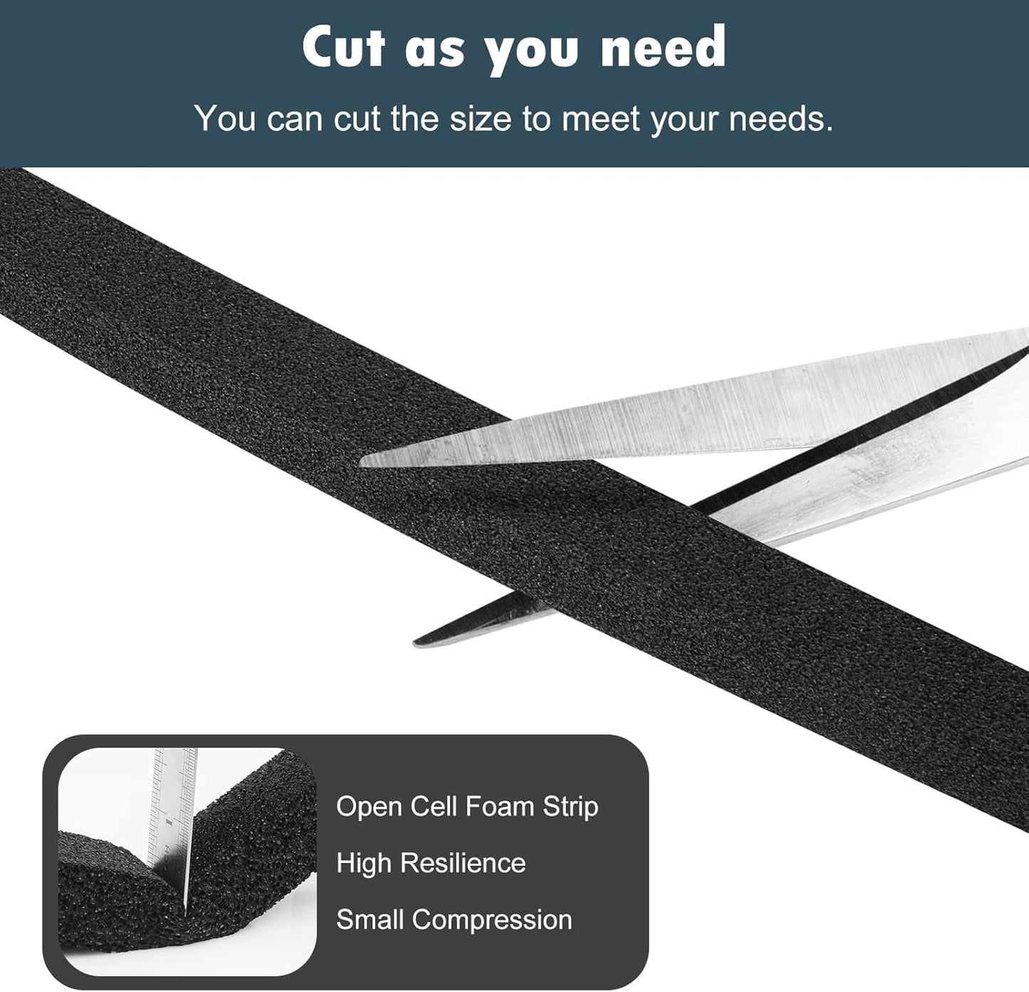 YIJUHOU Weather Stripping Door Seal Window Air Conditoner Insulation Foam Seal Tape Black Open Cell Door Seal Strip (2IN*1IN*6.5FT)