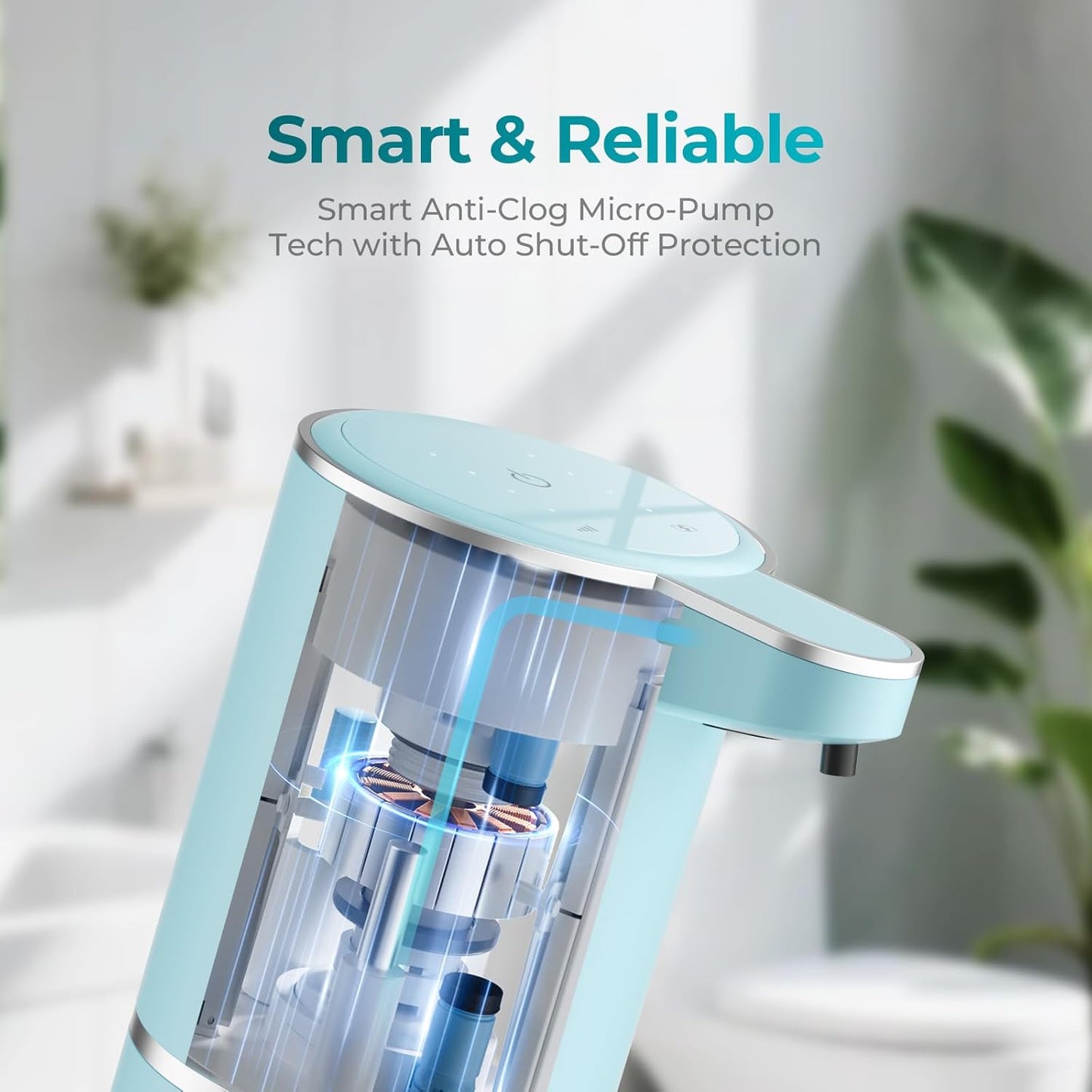 Seafoam Automatic Foaming Soap Dispenser - Touchless Hand Sensor, 4 Foam Settings, USB-C 1200mAh Large Capacity Rechargeable, Modern Design for Bathroom & Kitchen