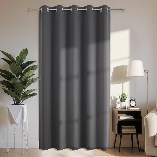 Joydeco Blackout Patio Sliding Door Curtains 84 Inches Long, Grommet Privacy Room Divider Curtains, Extra Wide Thermal Blackout Drapes for Bedroom Living Room (Grey, 70Wx84L, 1 Panel)