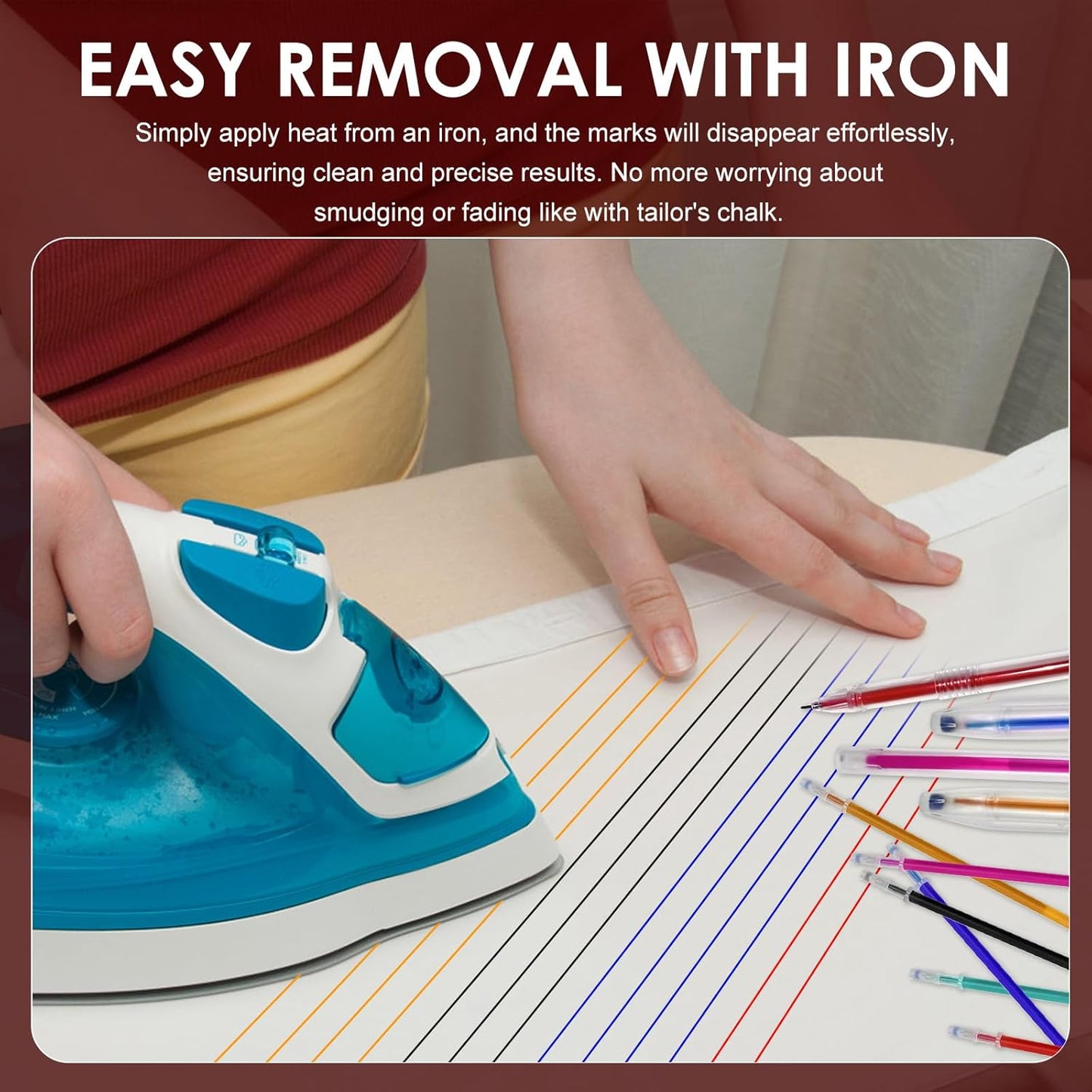 36pcs Heat Erasable Pens for Fabric, Assorted Colors, Fabric Pens for Sewing Erasable for Quilting Sewing DIY Dressmaking Fabrics Tailors Chalk