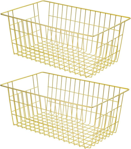 SANNO Wire Baskets Storage Baskets, Freezer Bakets Pantry Baskets Kitchen Organizing Basket Set, Great for Home, Bathroom, Tables Countertops, Office