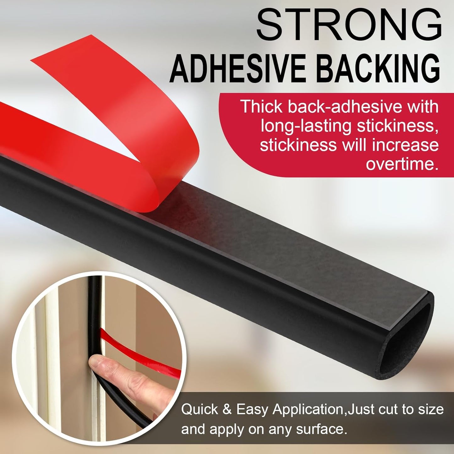 【New Upgrade】 Silicone Door Weather Stripping Door Seal Strip, 19.7 Feet Self-Adhesive D-Shape Door Insulation Strip for Door Frame& Window