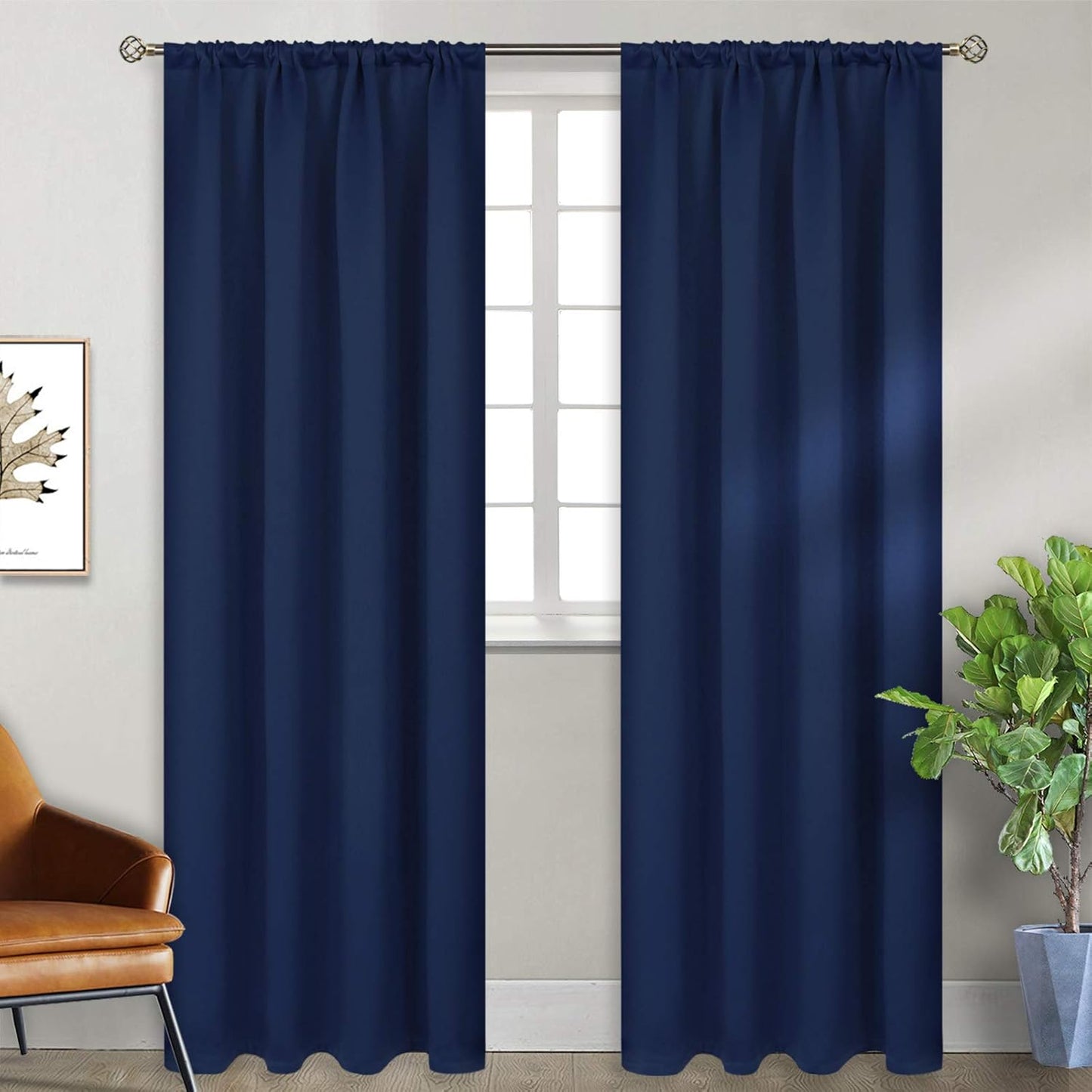 BGment Blackout Curtains 90 Inch Length for Bedroom 2 Panels - Navy Blue Thermal Insulated Drapes with Rod Pocket for Living Room Long Window Treatments Darkening Privacy, 52 x 90 Inch