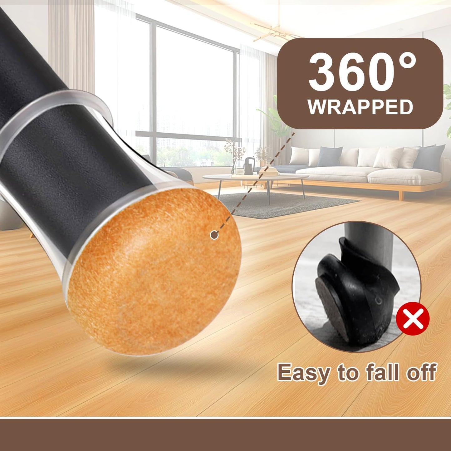 20 Pcs Chair Leg Floor Protectors for Hardwood Floors, Clear Rubber Furniture Sliders with Felt, Silicone Furniture Leg Caps Covers, Fit Round Diameter (0.6" to 0.8")