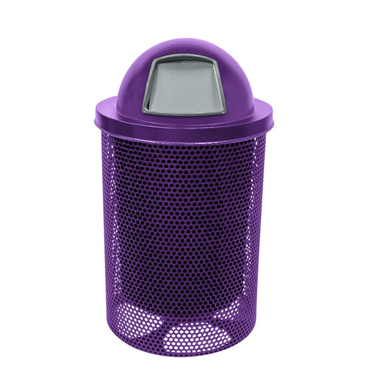 COATEDOUTDOORFURNITURE RDT-P-TXTPUR Heavy Duty Round Trash Receptacle with Dome Top, Liner Included, 32 Gallon, Textured Purple, Made in America