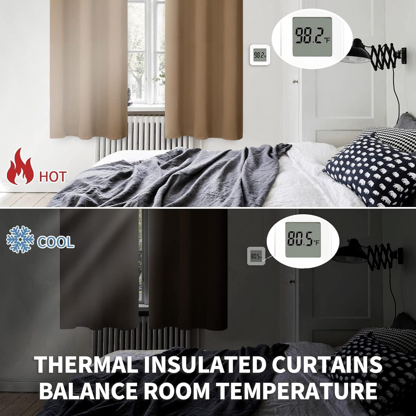 BGment Blackout Curtains for Bedroom 63 Inches Length - Rod Pocket Thermal Insulated 52 Inches Width Room Darkening Curtain Drapes for Living Room, 2 Panels, Taupe, 52 x 63 Inch