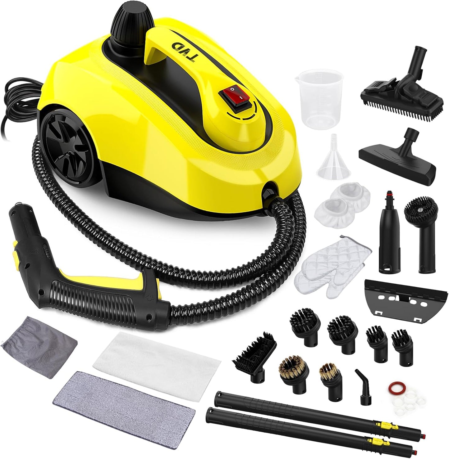 TVD Steam Cleaner, Heavy Duty Canister Steamer with 26 Accessories, Steam Mop with 5M Extra-Long Power Cord for Home Floor Cleaning, Grout, Upholstery, Car Detailing