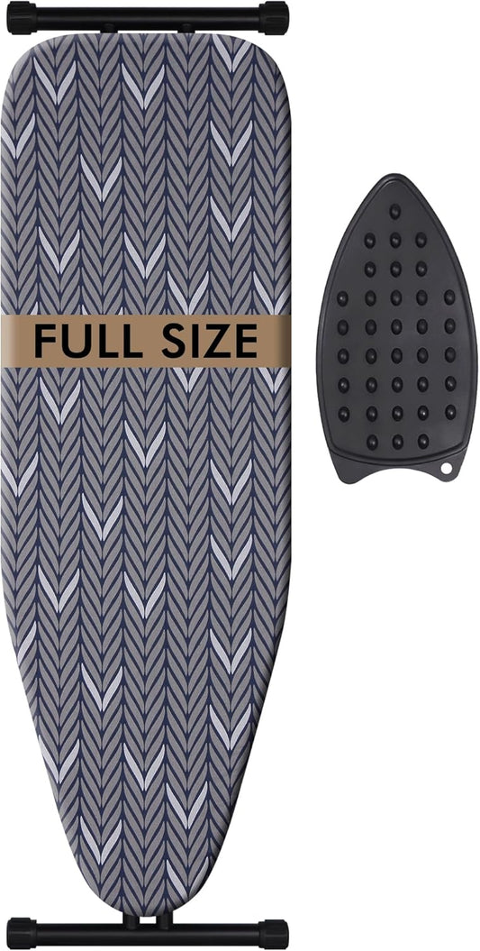 Ironing Board Full Size, Metal Construction Iron Board with Extra Thick Heavy Duty Padded Cover, Stable Structure, Anti-Skid Feet