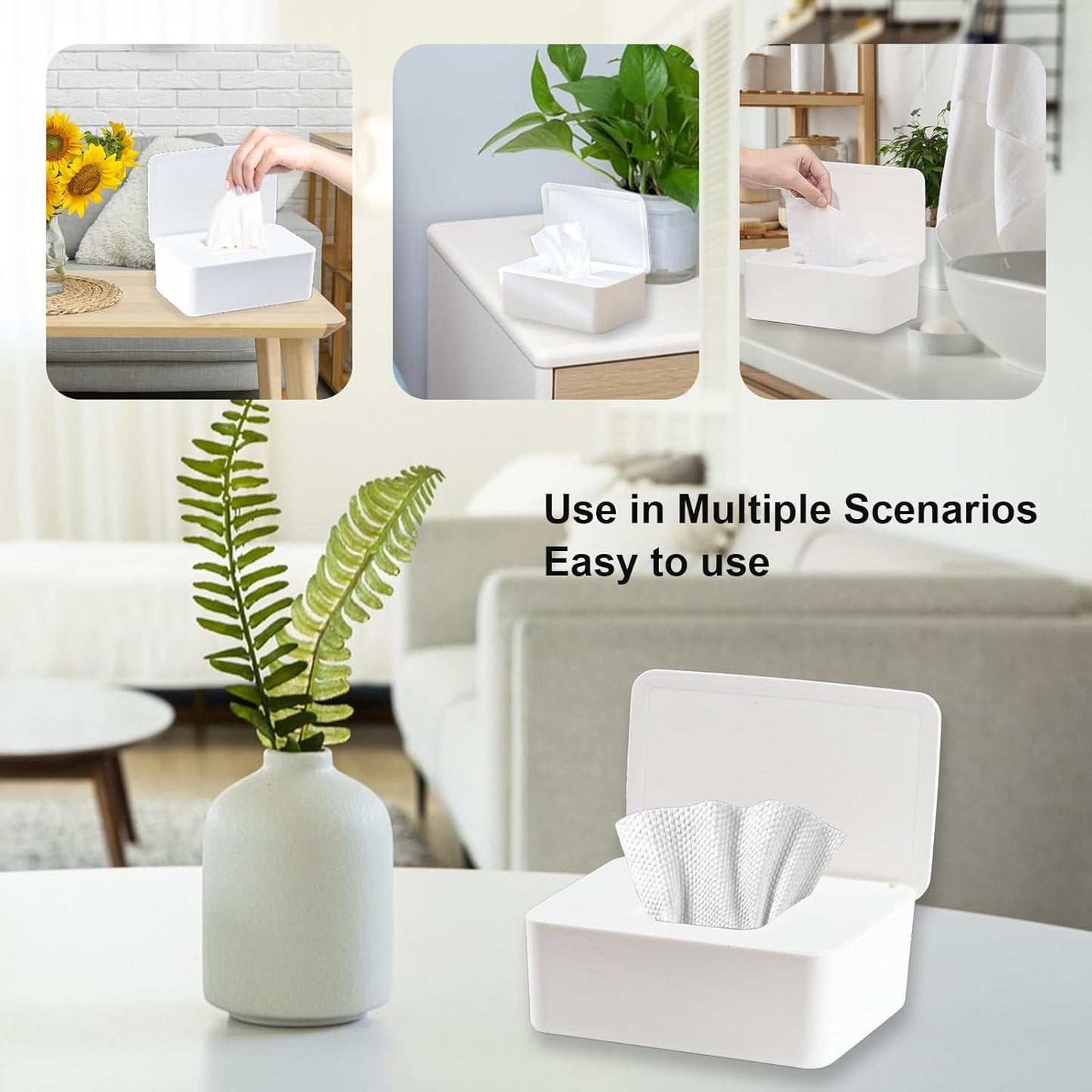 2Pcs Diaper Wipes Dispenser, Refillable Wipe Container, Wipe Container with Sealing Design Lid, Keep Wipes Fresh,Wet Wipes Cases (Black and Black)