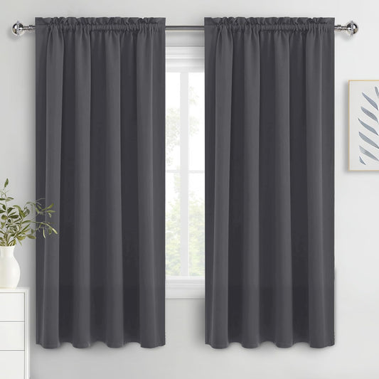 DWCN Blackout Curtains for Bedroom 72 Inch Length 2 Panels Set, Solid Thermal Insulated Energy Saving Rod Pocket Window Treatment Curtains Blackout Drapes (W42 x L72 Inch, Dark Grey)