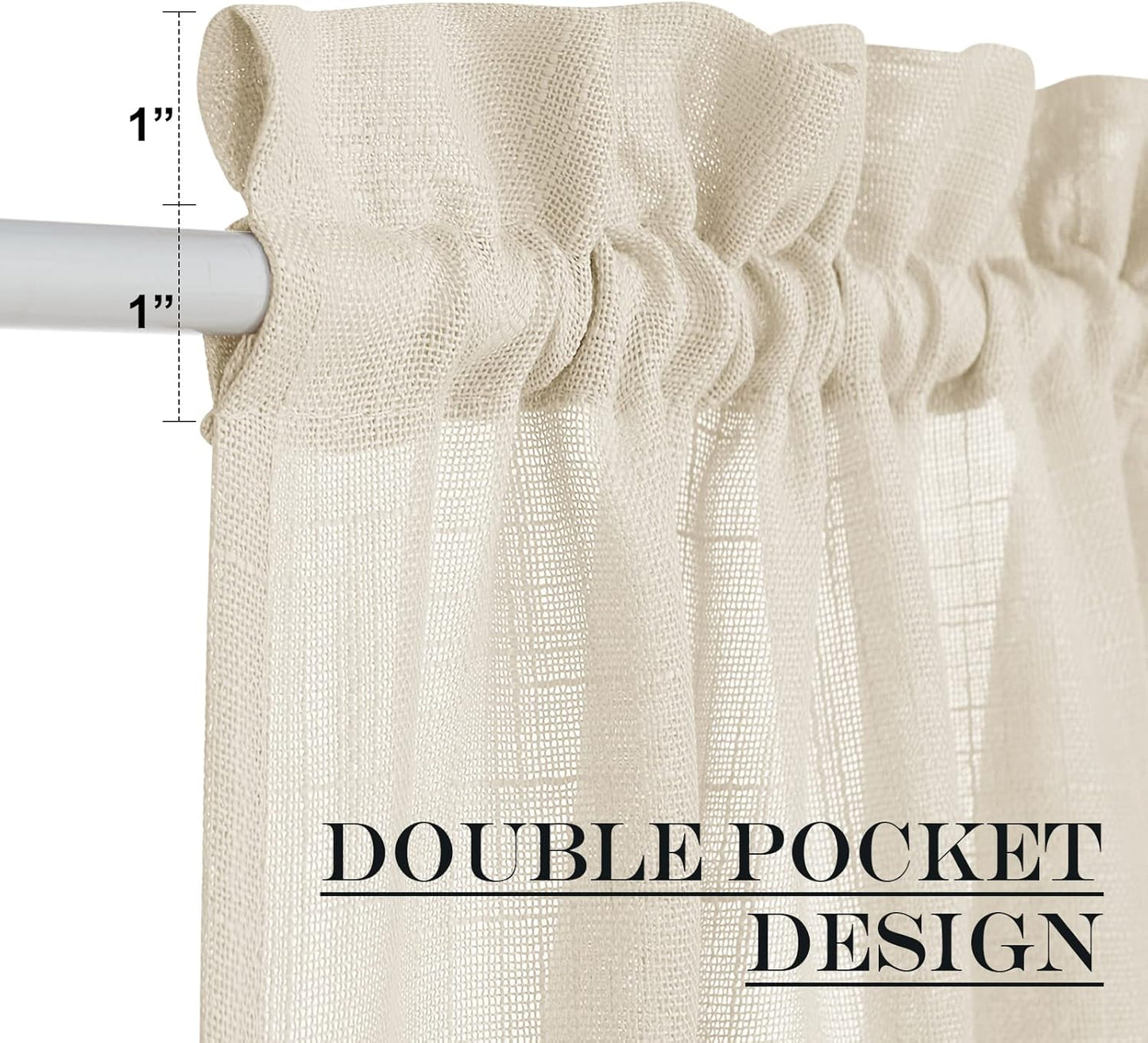 NICETOWN Beige Sidelight Door Curtain 72 Inches Long for Side Light Windows Linen Textured Farmhouse French Door Shade with Tie Back for Kitchen Closet Glass, 26 x 72 Inch Length, 1 Panel