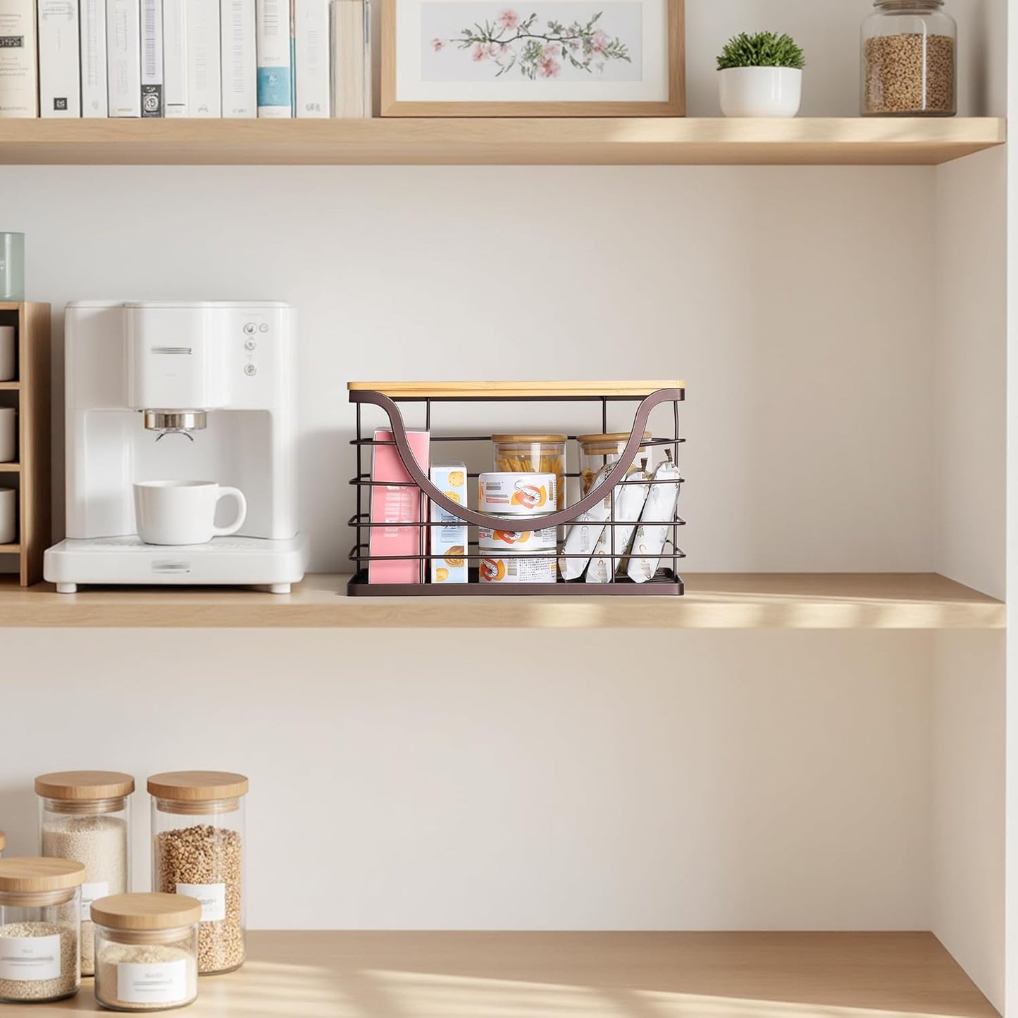 Extra Large Trash Bag Holder Under Sink Stackable Kitchen Storage with Lid, Garbage Bag Dispenser Roll Holder, Wall Mounted Trash Bag Container, Laundry Room Organization Storage, Brown