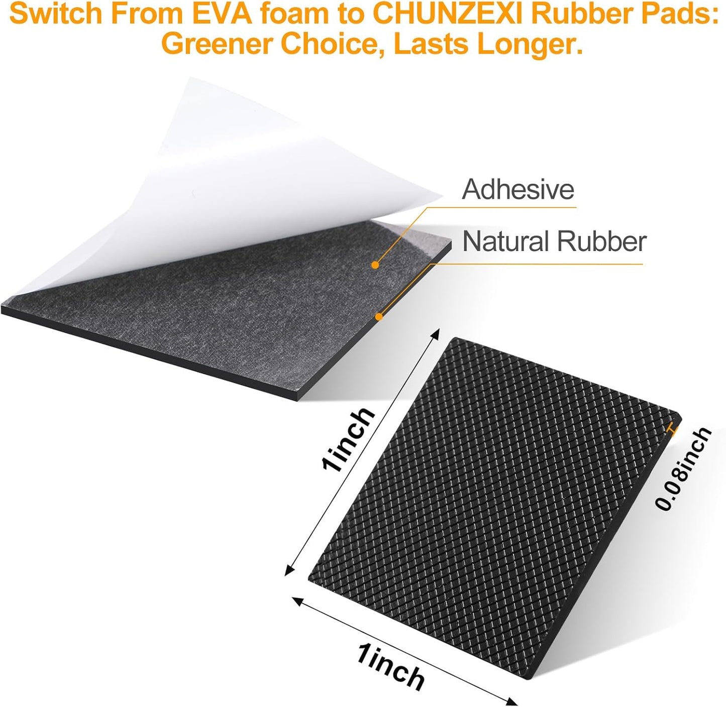 CHUNZEXI Non Slip Furniture Pads - 48 Premium Furniture Grippers Self Adhesive Rubber Furniture Feet, Anti Slide Furniture Hardwood Floor Protector for Keep Couch Stoppers (1 inch Square)