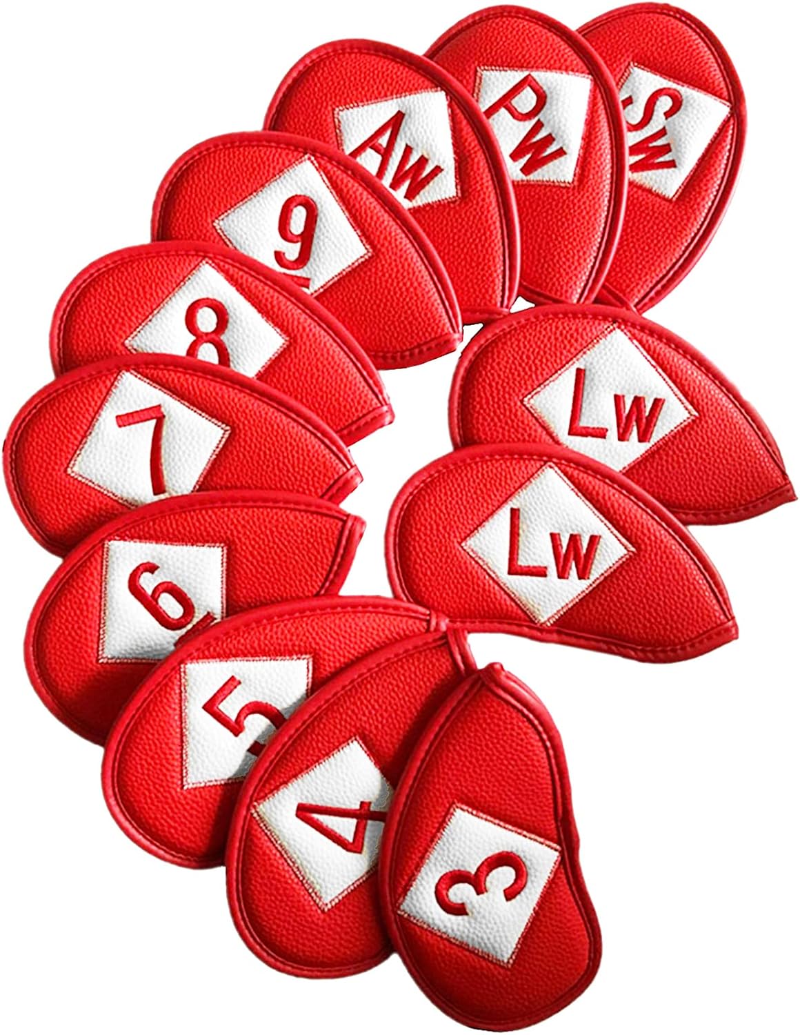 FINGER TEN Premium Synthetic Leather Stylish Iron & Wedge Golf Head Covers Value 12 Piece Set, Embroidered Labels & Fits Most Clubs Gift Set, Travel Protection Accessories