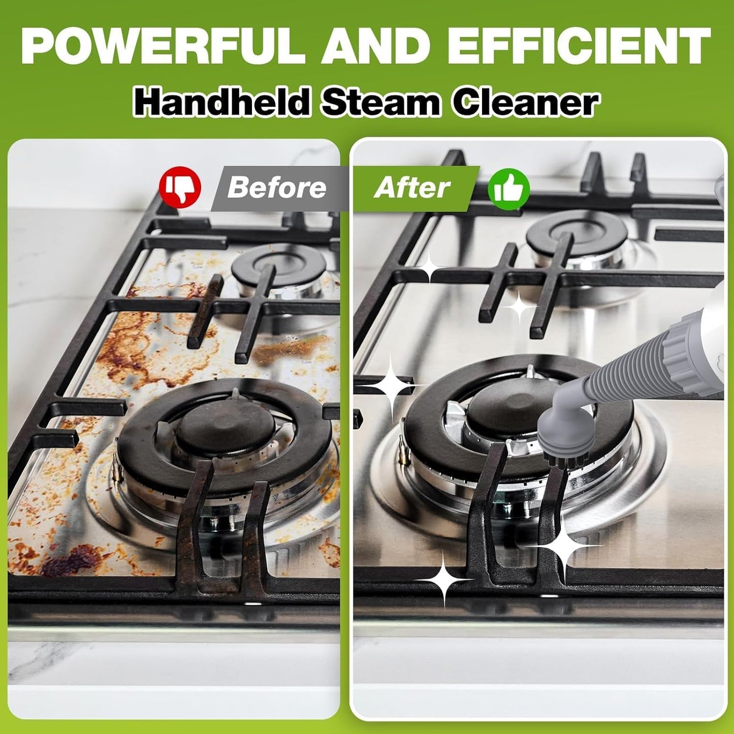 Pressurized Handheld Steam Cleaner, Portable Multi-Surface Cleaner for Home, Multipurpose Steam Cleaner for Tile, Grout, Windows, Bathroom, with 12pcs Accessories (White)