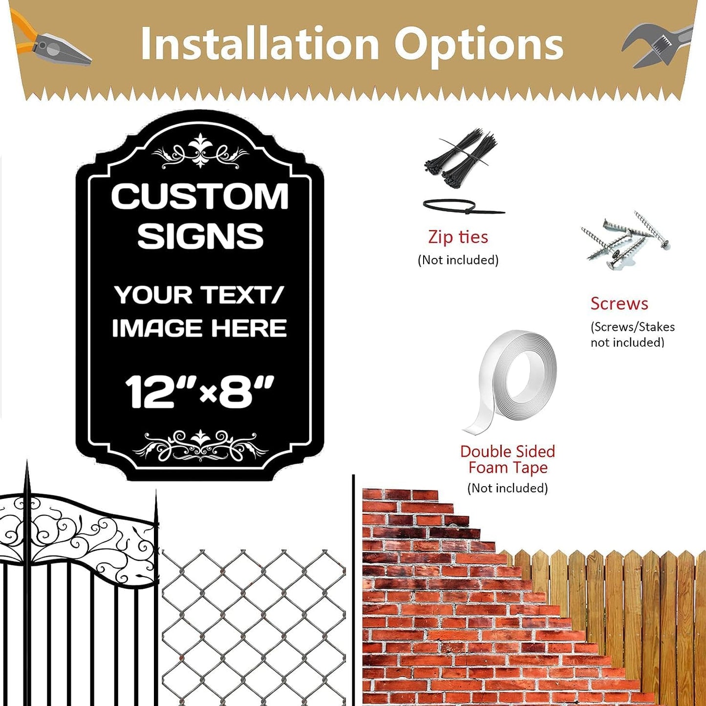 Custom Aluminum Weatherproof Metal Garden Signs - Multiple Sizes, Personalized Text & Picture Here