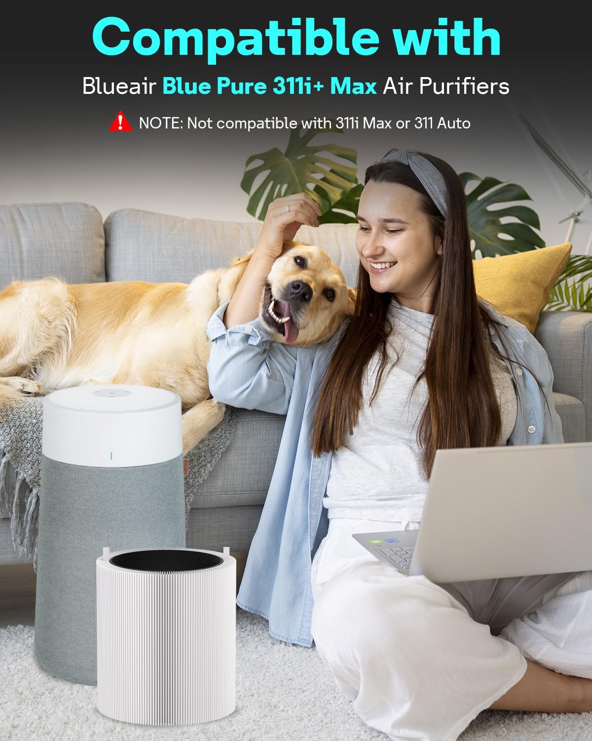 Leemone 2 Pack 311i+ Max Filter Replacement Compatible with Blue Pure 311i+ Max Air Purifier, Blue Pure F3MAX+, Activated Carbon Filter