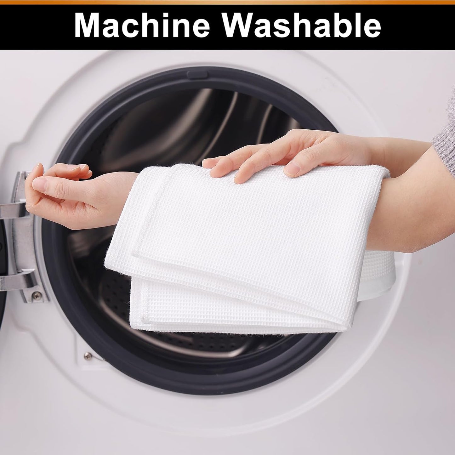 Homaxy 100% Cotton Waffle Weave Kitchen Towels - 4 Pack Soft and Absorbent Dish Towels - 16 x 26 Inches Quick Dry Hand Towels - White