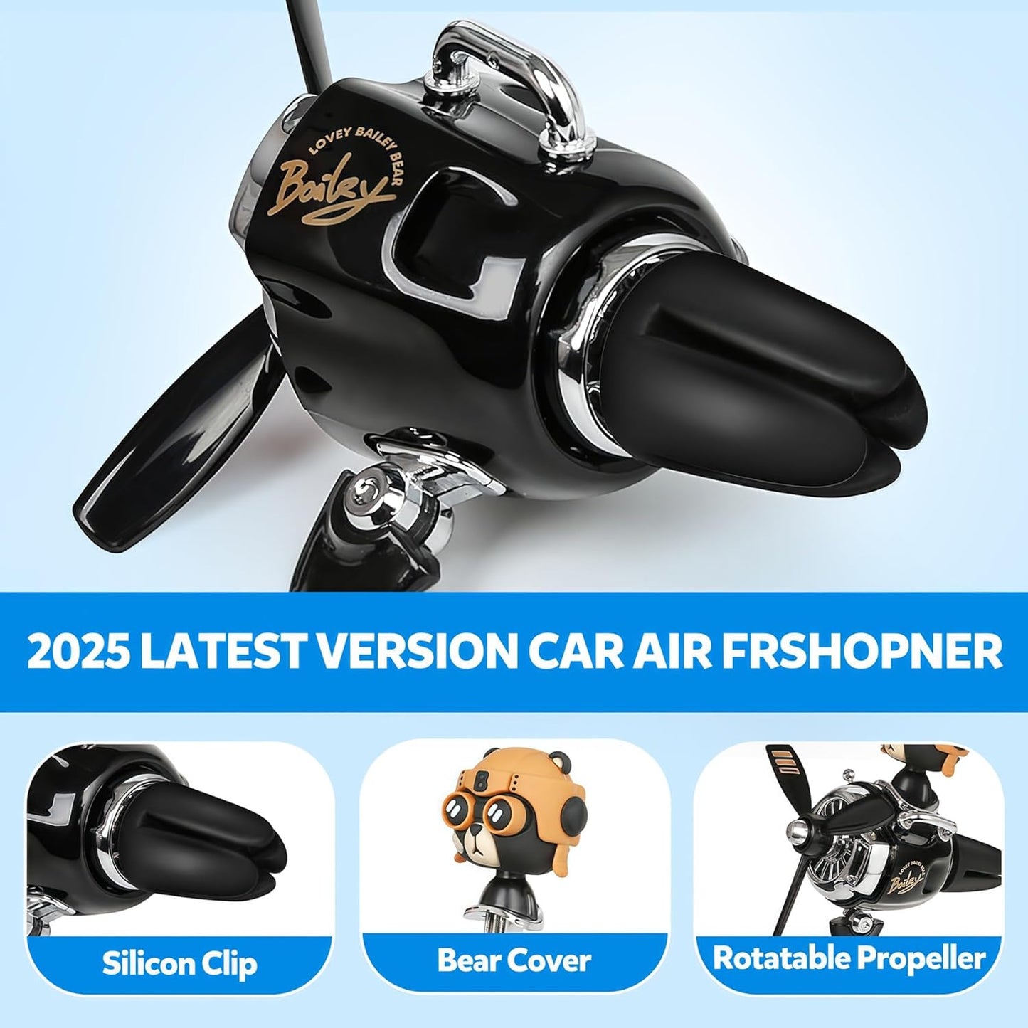 Bear Pilot Car Fresheners Vent Clip Cute Teddy New Car Scent Automotive Air Fresheners Cartoon Air Outlet Aromatherapy Ornament Thank You Gifts for Him Her Friends, Families