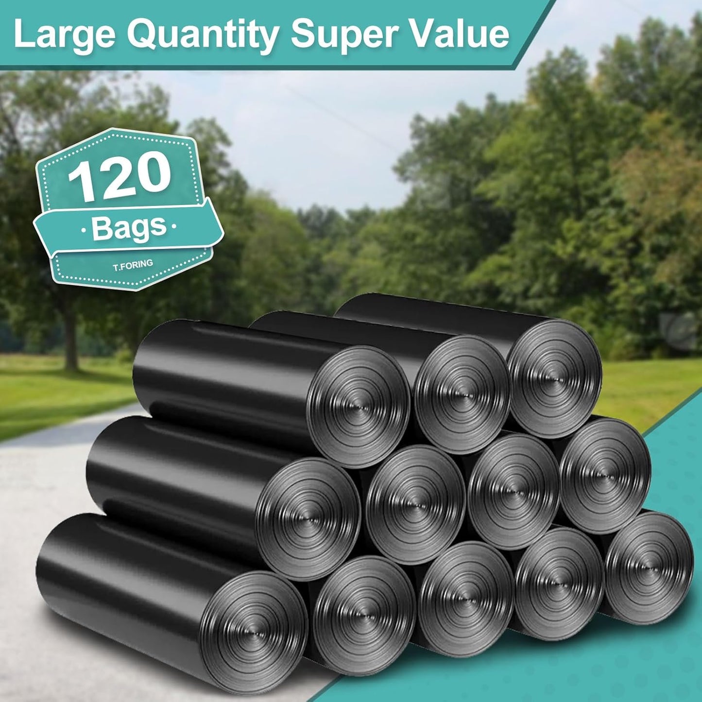 40-45 Gallon Black Trash Bags 120 Count - 37''x45'' Large Garbage Bags Unscented, 40+ Gallon Trash Can Liners, Multipurpose for Office, Outdoor, Recycling and Commercial