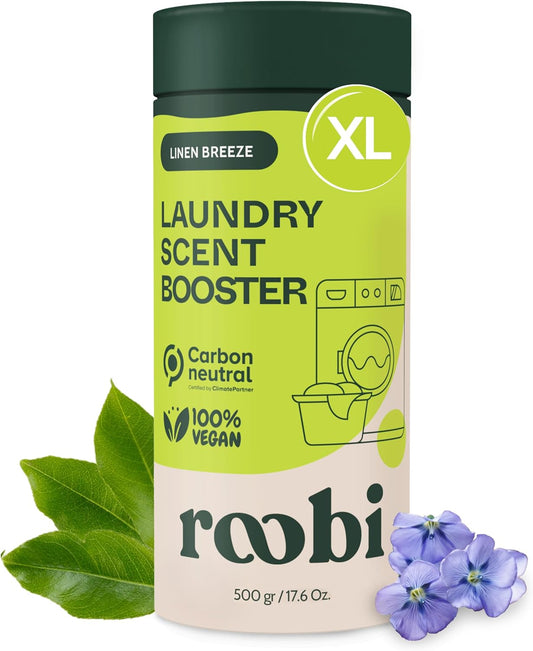 Roobi Sustainable Laundry Scent Booster Beads. Linen Breeze Fragrance Laundry Beads. 500 gr Bulk Booster Pack. Carbon Neutral, 100% Vegan.