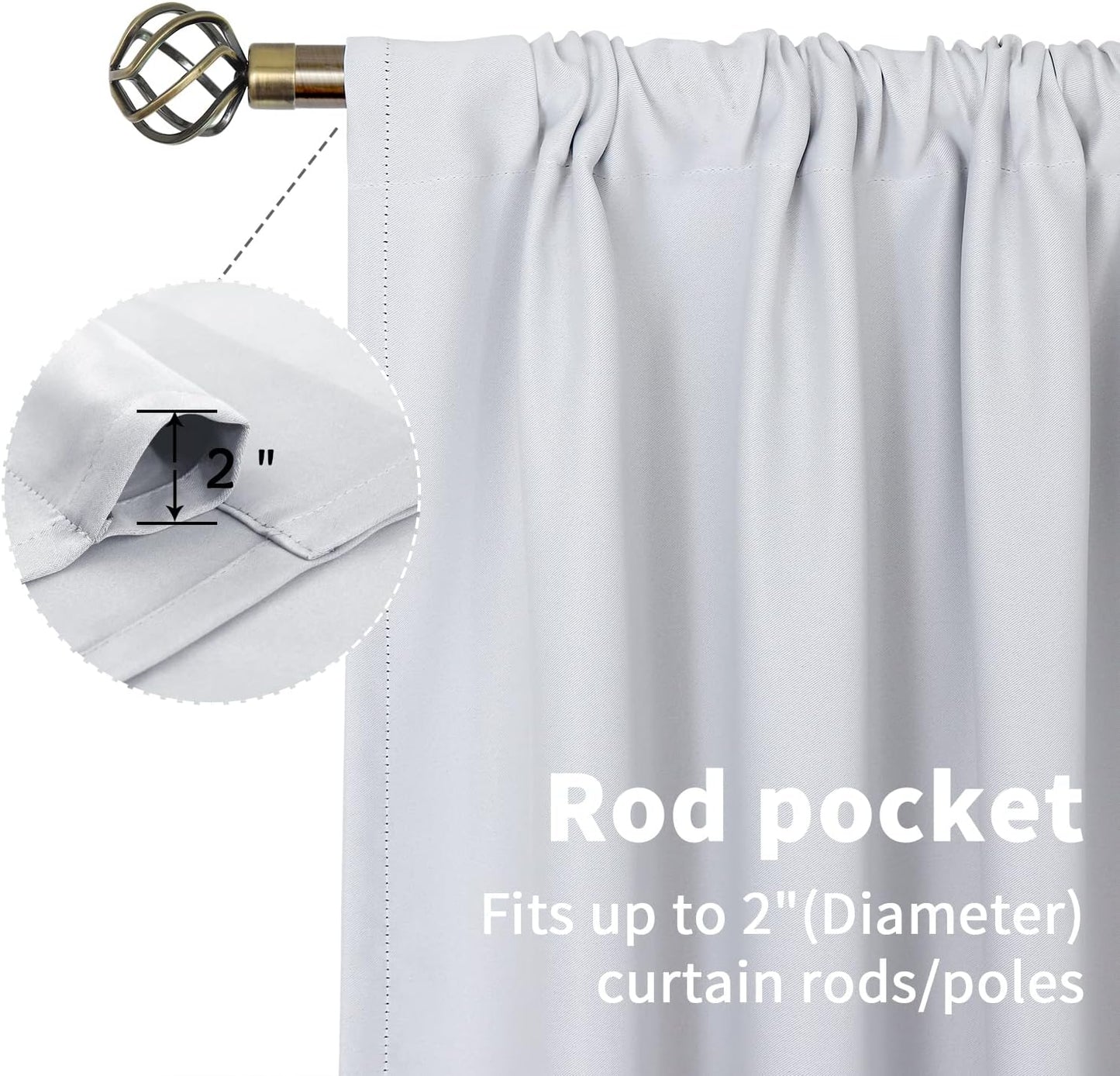 BGment Small Curtains Half Window for Kitchen Bathroom - Rod Pocket 36 Inches Length Drapes Privacy for Basement Cafe Nursery Camper Room Darkening, Greyish White, 2 Panels, 29 x 36 Inch