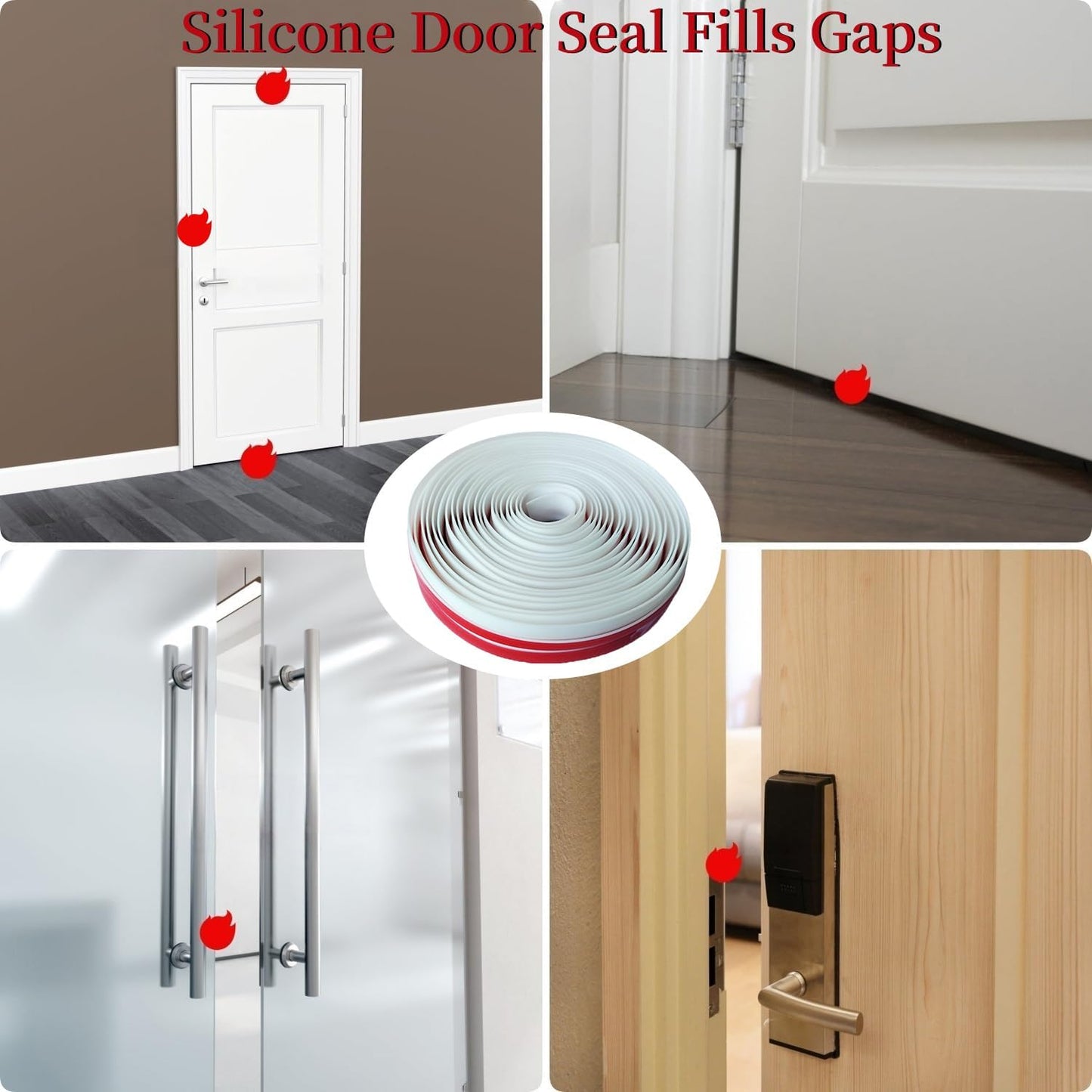 T Shape Door Seal Strip for Door & Windows Gaps，Draft Stopper Bottom Sweep Weather Stripping for Energy Saving, Noise Reduction,Easy Install (White, 1.38" W x 19.7Ft)