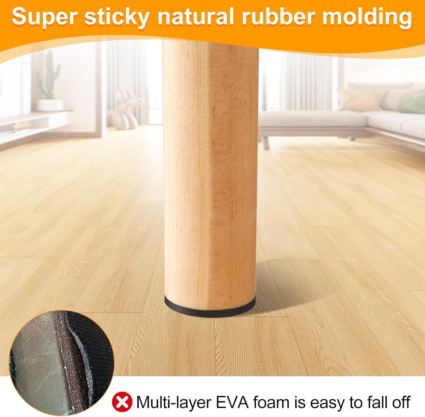 CHUNZEXI Non Slip Furniture Pads - 12 Premium Furniture Grippers Self Adhesive Rubber Furniture Feet, Anti Slide Furniture Hardwood Floor Protector for Keep Couch Stoppers (3 inch Round)