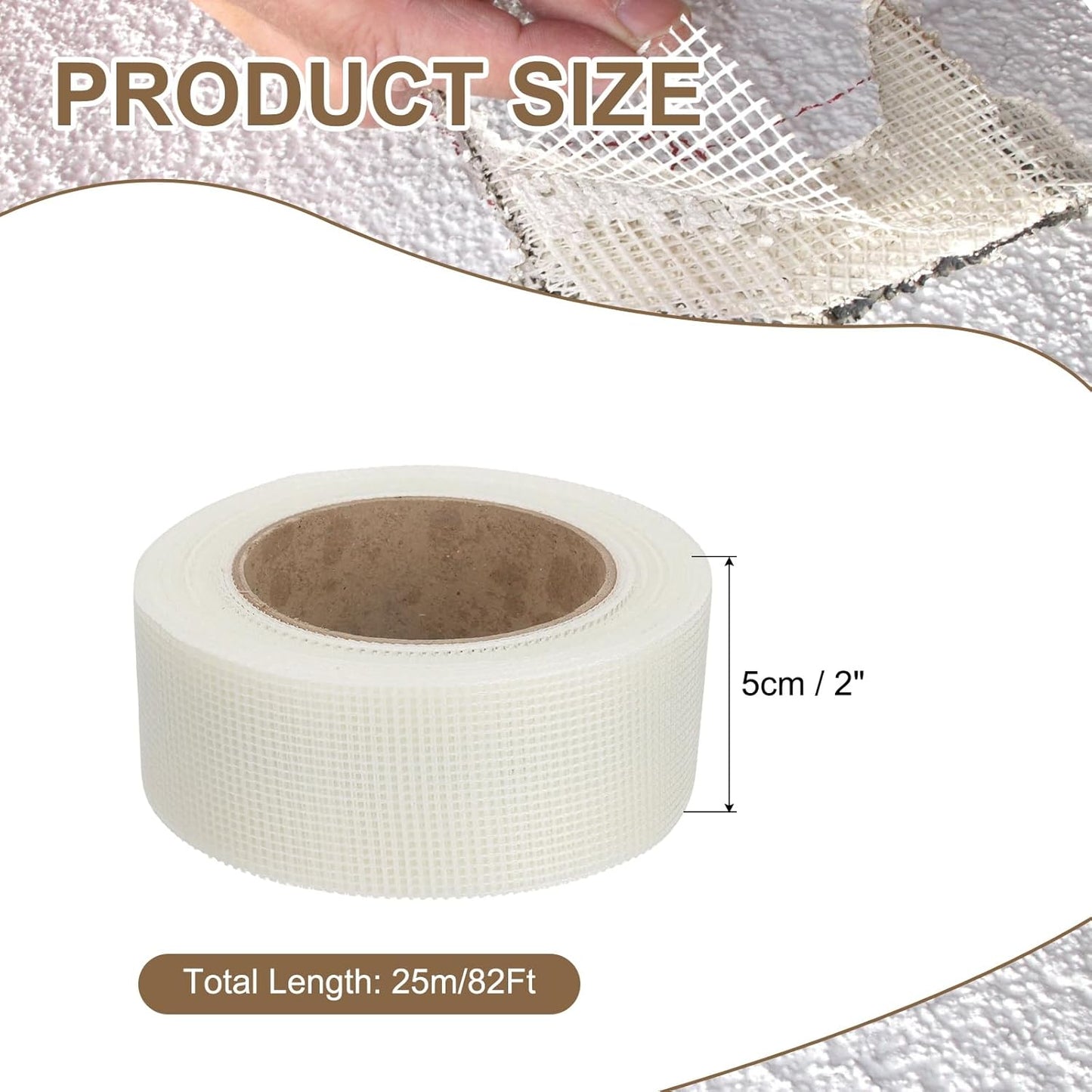 PATIKIL Drywall Repair Mesh Tape, 2 inch x 82 ft Fiberglass Repair Patch Self-Adhesive Dry Wall Joint Tape 12 Mesh Wall Hole Crack and Seam Patch, White