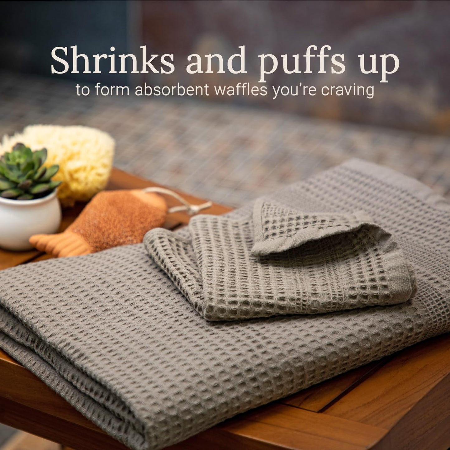 GILDEN TREE Waffle Bath Sheet Large Bath Towels Quick Dry Thin Body Towels, 40x80 Oversized Bath Towels for Adults, Classic Style (Stone)