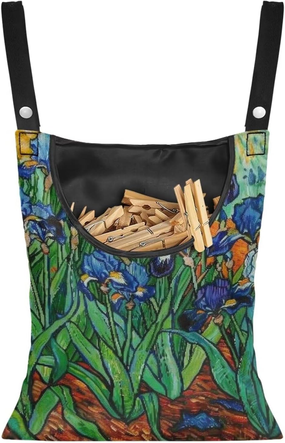 Floral Print Clothespin Organizer Bag Fashion Clothespin Storage Organizer with Large Opening Rotatable Clothespin Storage Bag Laundry Clothespin Bags, Clothespin Storage Hanger Bag