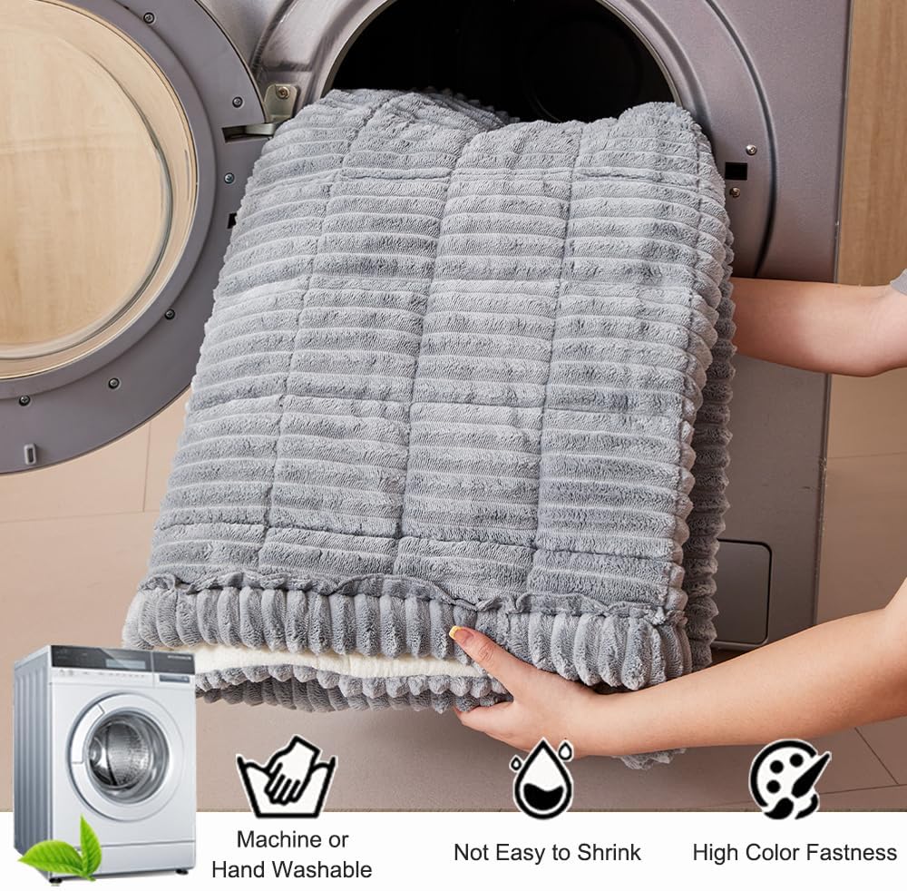 Couch Cover for Dogs Washable, Fuzzy Pet Couch Covers for 3 Cushion Sofa Pet Friendly, Non Slip Sofa Cover (Light Gray, 27.6" x 70.9"/70 x 180cm)