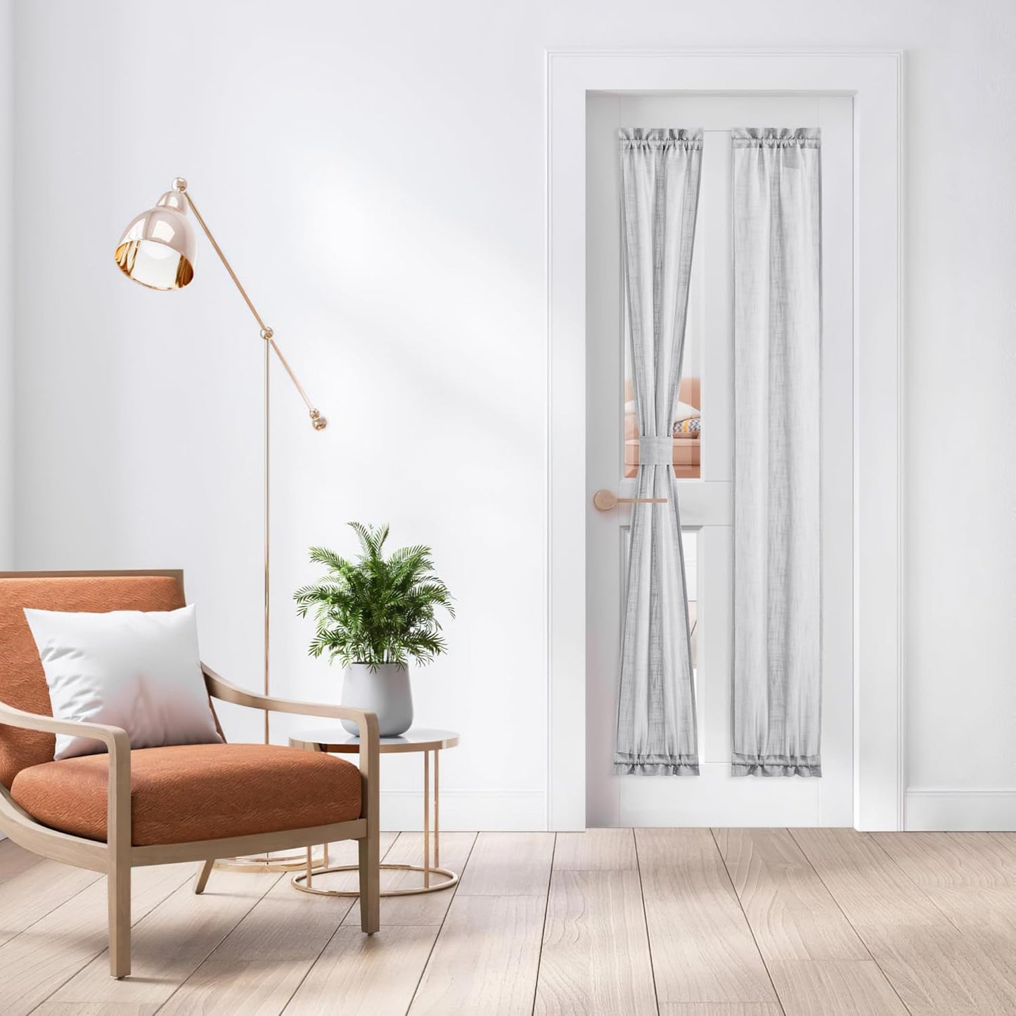 NICETOWN SidelightCurtains 72 Inches Long for Door Windows Linen Privacy Protect Light Filtering French Door Side Curtain Panels Bonus Adjustable Tie Back, 12x72 Inch Length, 1 Panel, Dark Grey