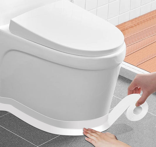 ABSOFINE Caulk Tape Waterproof Self Adhesive 1.97" x16.4Ft, White Toilet Caulk Sealant Tape, Shower Seal Strip for Kitchen, Countertop, Bathroom, Sink, Bathtub Toilet Edge Protector with Sealing Tool