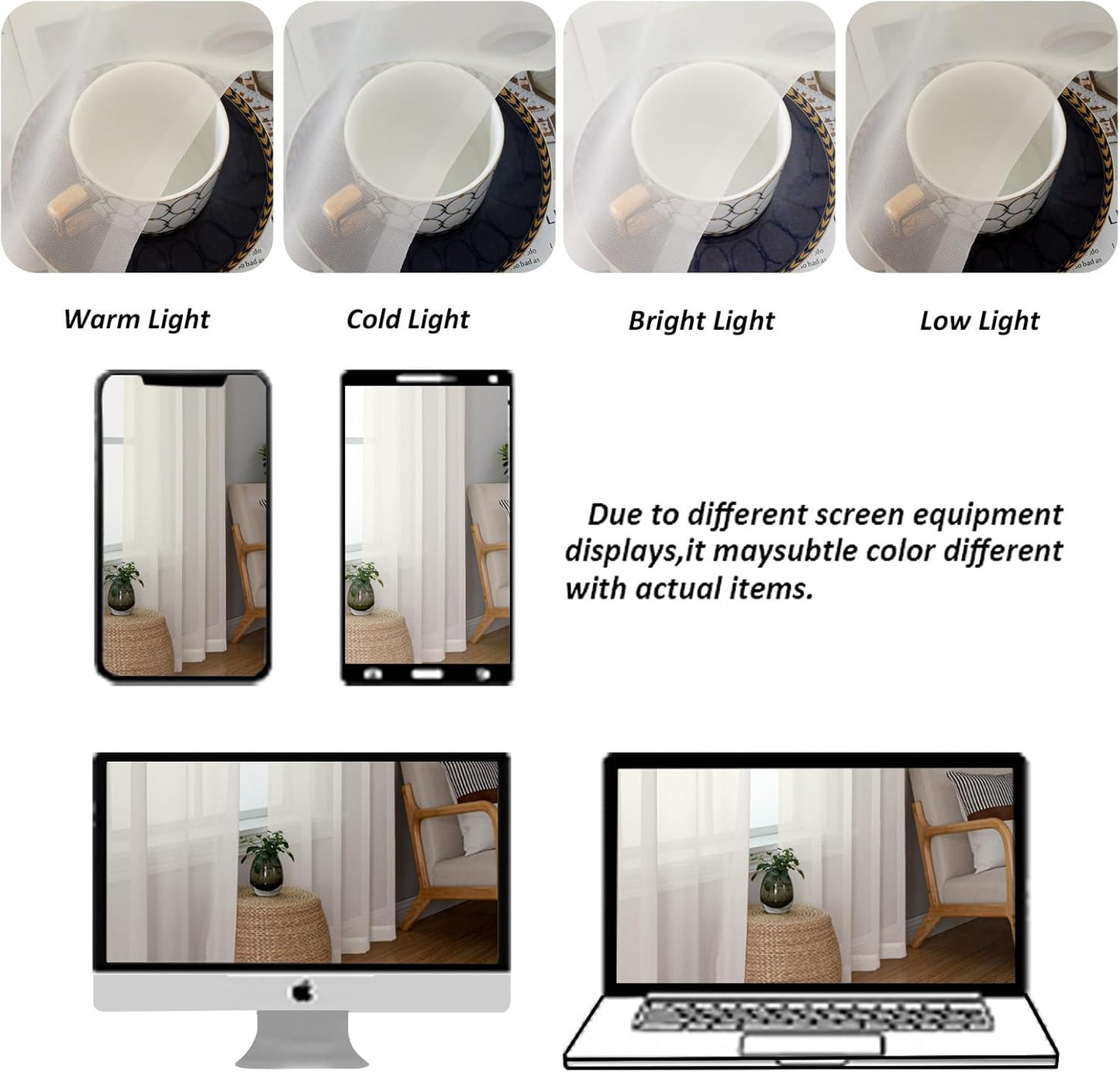 Chyhomenyc Extra Long Ivory Sheer Curtains 120 Inches Long 2 Panels, Light Filtering Ivory Curtains for Living Room, Soft Gentle Voile Rod Pocket Bedroom Window Drapes, 59Wx120L Inch, 10FT, 2PCS