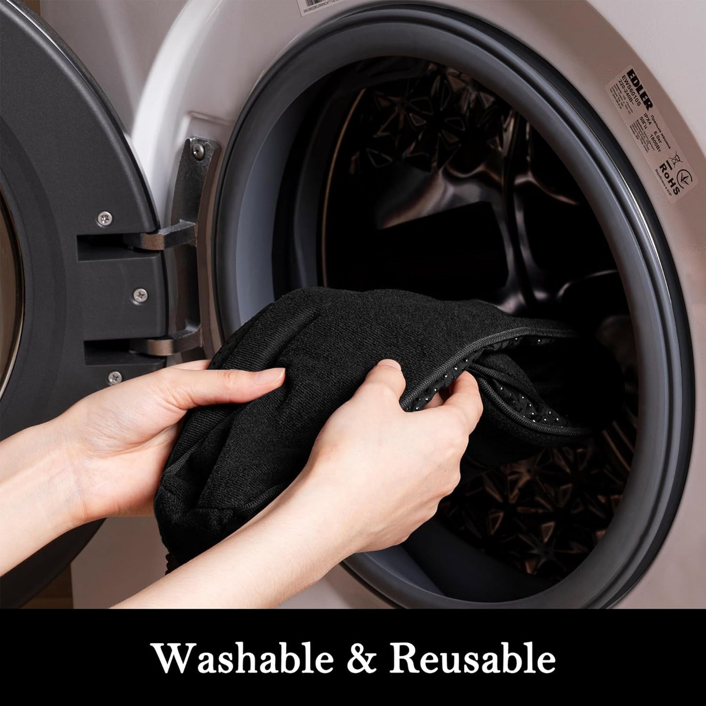 Sunolga 32" Door Draft Stopper Blocks Hot and Cold Air with Removable Washable Cover for Gaps Up to 3", All-Season Seal for Noise, Door Sweep for Bottom of Door and Window, Home Essentials, Black