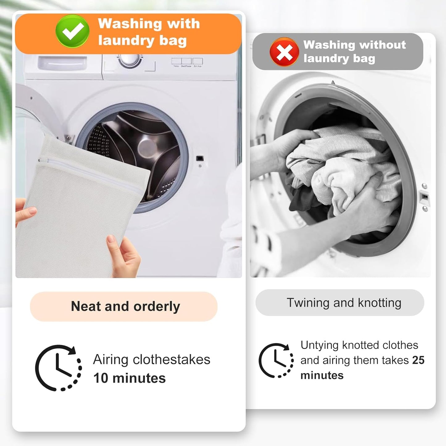 4-Piece White Medium Durable Organic Cotton Mesh Laundry Bags with Sturdy Zippers and Breathable Mesh are Delicate Laundry Bags for Underwear, Clothes, Pants and Socks