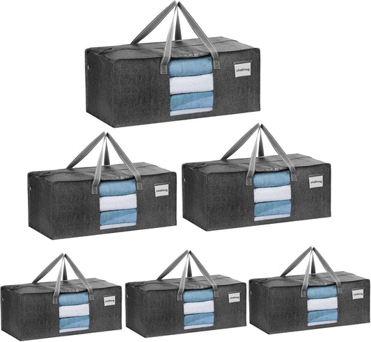 VENO 6 Pack Moving Bags Extra Large Storage Bags for College Move-In, Heavy-Duty Storage Totes, Packing Boxes, and Wardrobe Moving Supplies - Durable Laundry Bags for Clothes (Gray w/Window, 6 Pack)