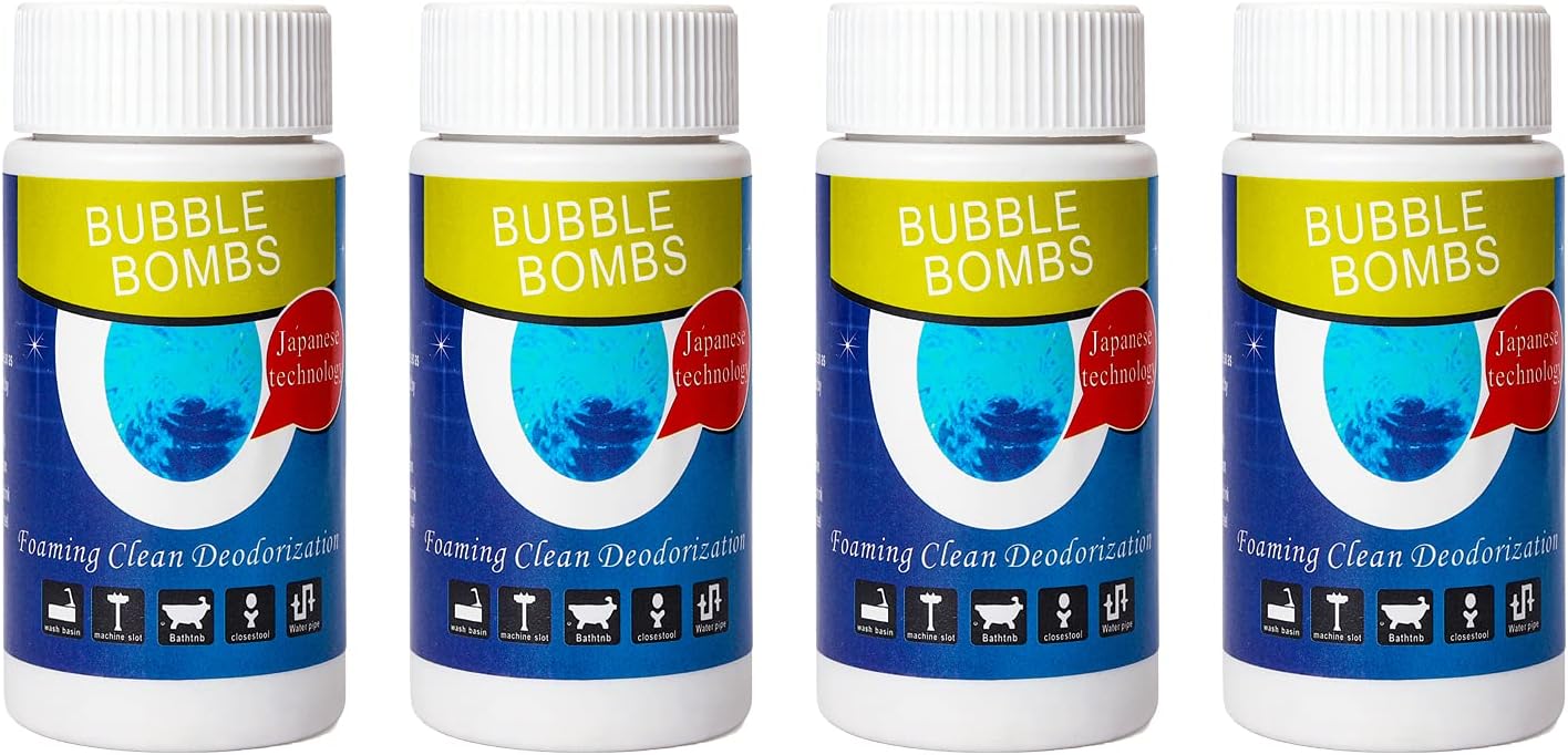 4pcs Bubble Bombs Drain Cleaner, Quick Dredge Pipeline, Powerful Sink Drain Cleaner, Magic Fast Foaming Pipe Dredge Powder, for Kitchen Toilet Pipeline Quick Cleaning Tool （120g*4）
