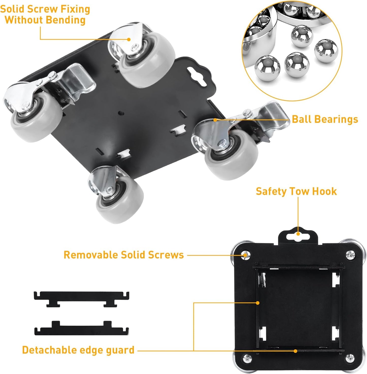 Furniture Movers with 4 Wheels,Heavy Duty Furniture Lift Mover Tool Set with 2000 lbs Load Capacity, Easy Sliders Dolly with Removable Side Guards&Brake, for Moving Appliance,Sofa etc