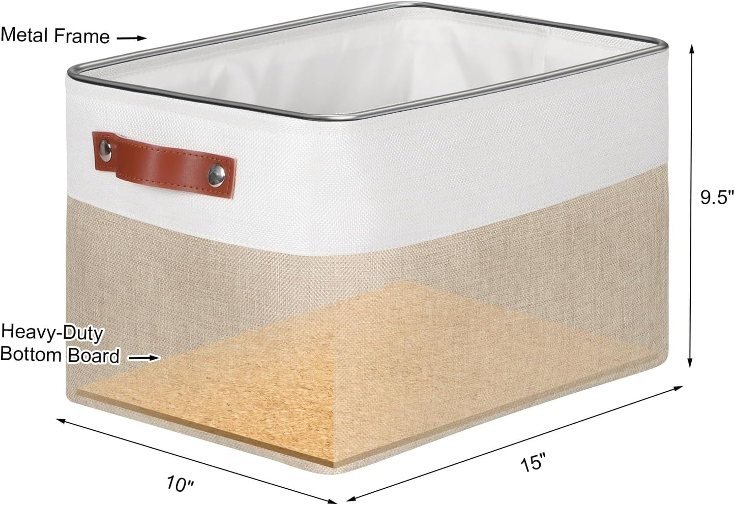 Univivi 15 inch Storage Baskets for Shelves with Handles Hard Bottom Closet Organizer Fabric Bins Large Organizer Basket for Closet Organizing (Khaki- 4 Pack )