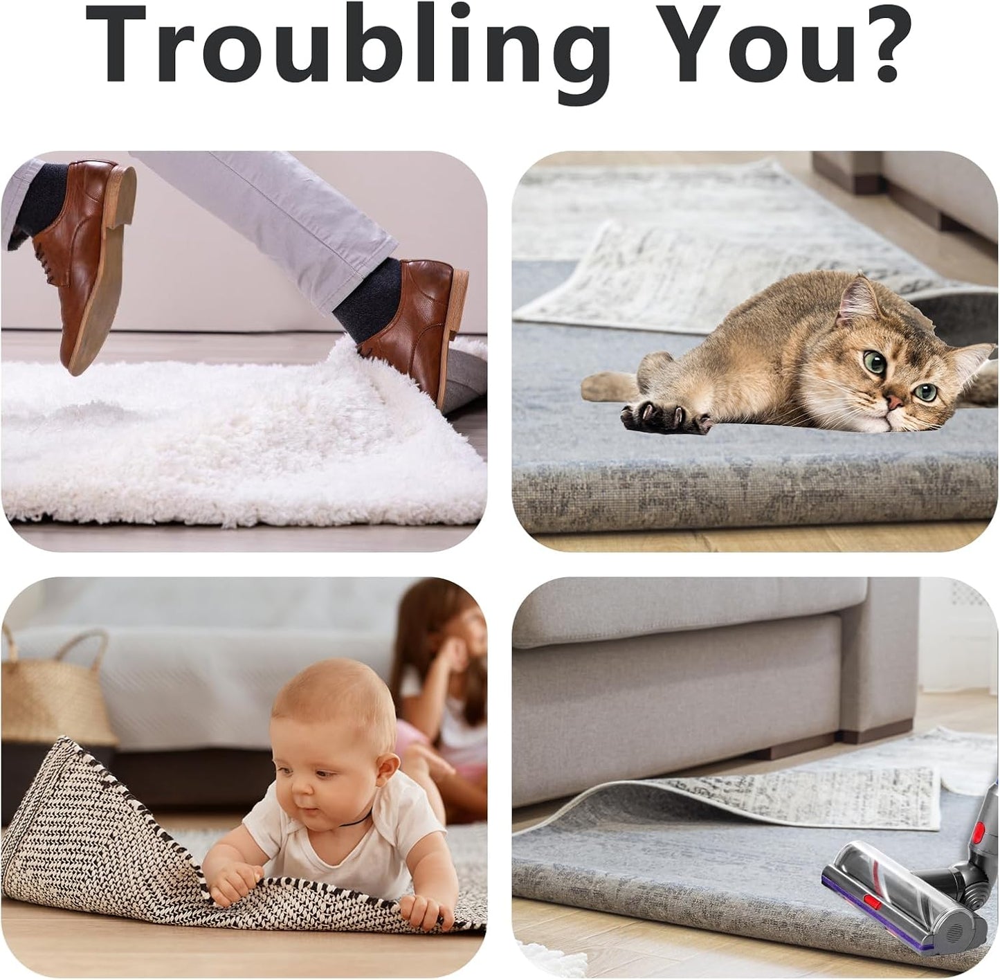 24 PCS Carpet Tape,Carpet Edge Anti - Curling Fixer, Non-Slip Carpet Pad Suitable for Tiles and Hardwood Floors