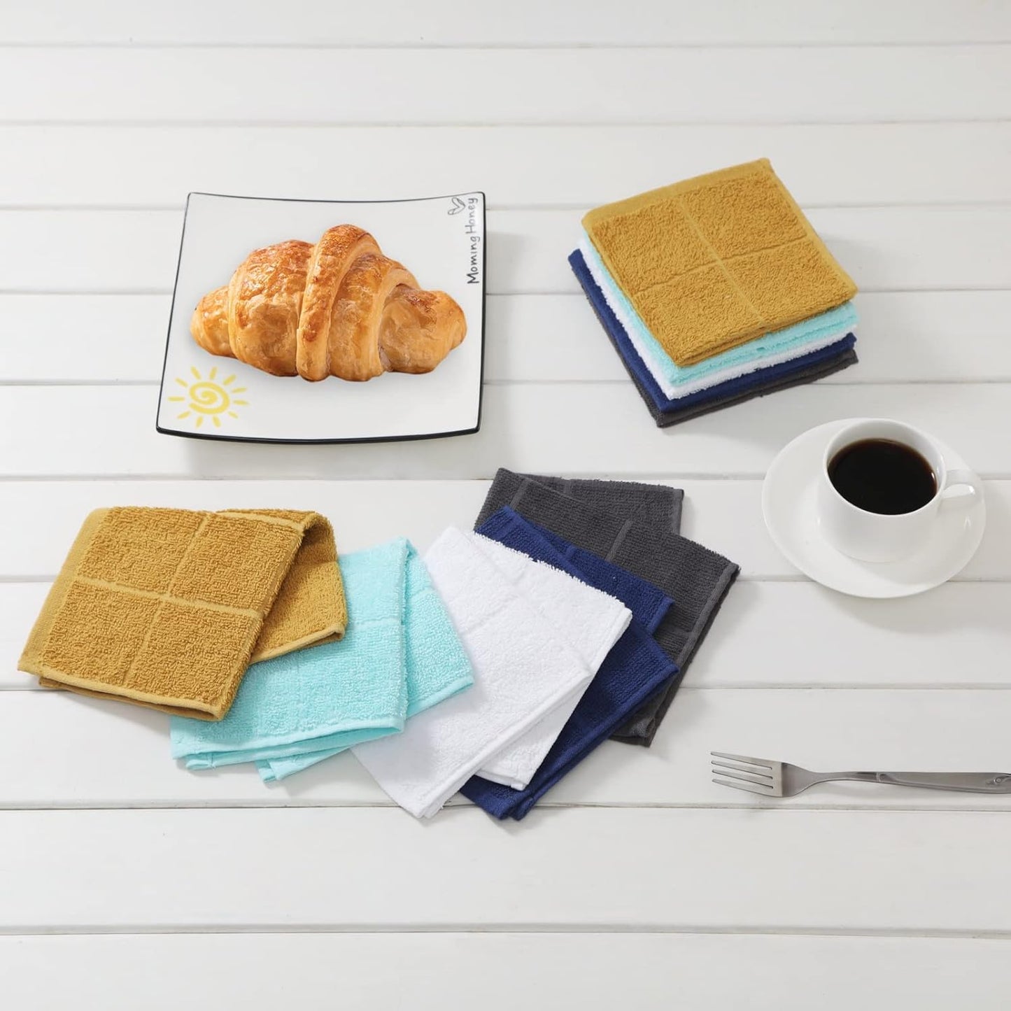 Glynniss Dishcloths Kitchen Highly Absorbent Dish Rags 100% Cotton Dish Cloths for Washing Dishes (Honey Gold)