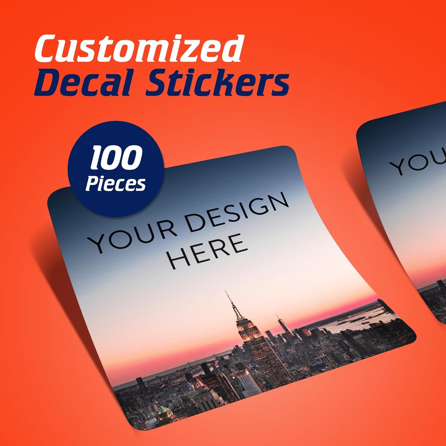 100 Custom Vinyl Stickers - Upload Your own Image, Text, Design, Logo - Personalized Logo Labels for Handmade, Packaging, Bottle, Jars, Candle, Brand Stickers (City, 1.5x1.5 Square)